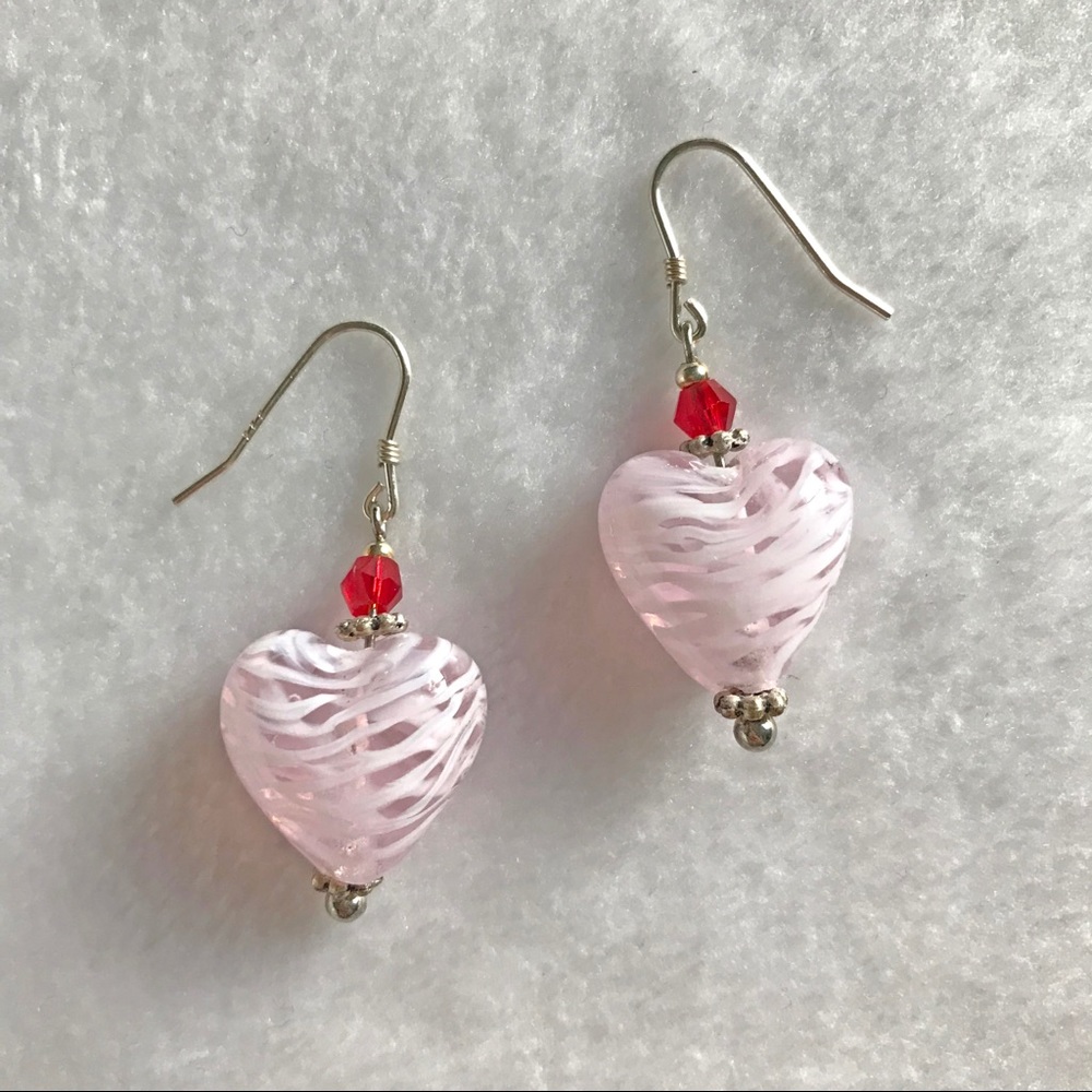 NEW handmade heart glass earrings